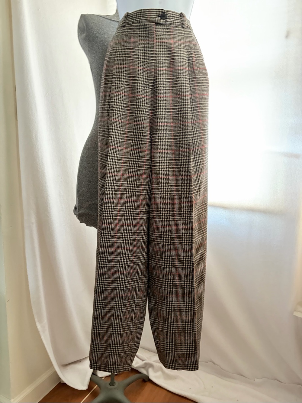 Vtg The Villager 80s plaid wool pleated trousers high waist academia